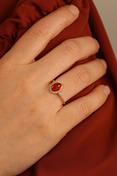 Çgk Çiğdem Gürel Kuyumculuk Turuncu Opal Taşlı Altın Yüzük