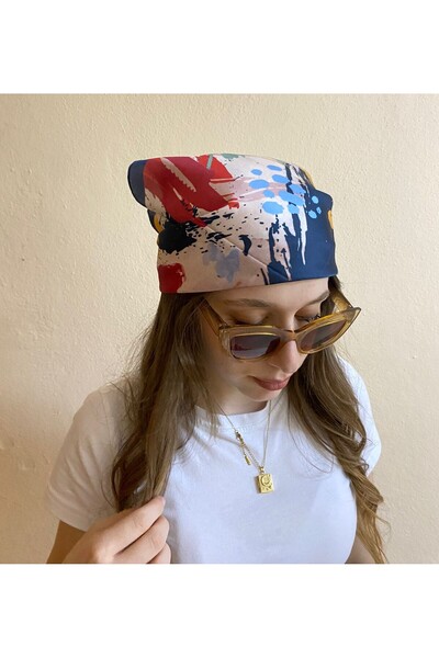 sema aksesuar باندانا منقوشة ملونة - إكسسوار شعر صيفي - وشاح - هدية 50*50 سم