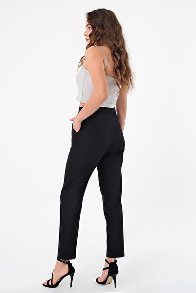 Hazel Kadın Siyah Dar Kesim Kumaş Pantolon