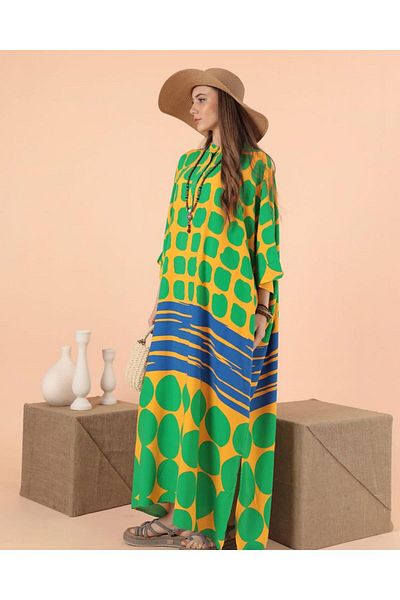 EL jadida Women's Plus Size Oversize Viscose Long Dress Green