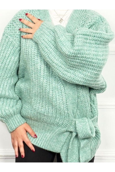 RACE FASHİON Women's Tie Detailed Knitwear Cardigan Rc8204