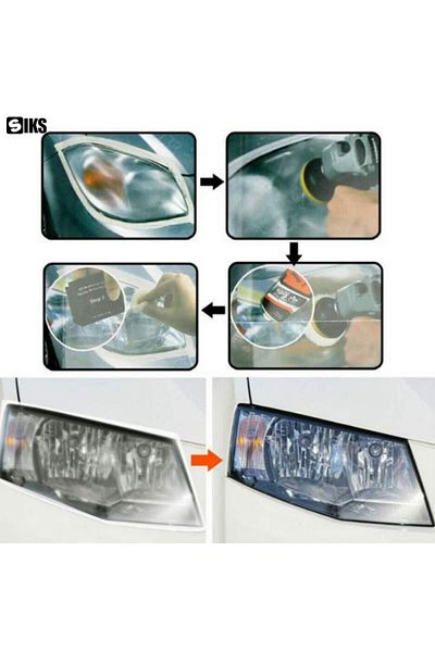 SIKS Kit profesional de lustruit faruri auto, constând din pastă de lustruit, 12 accesorii