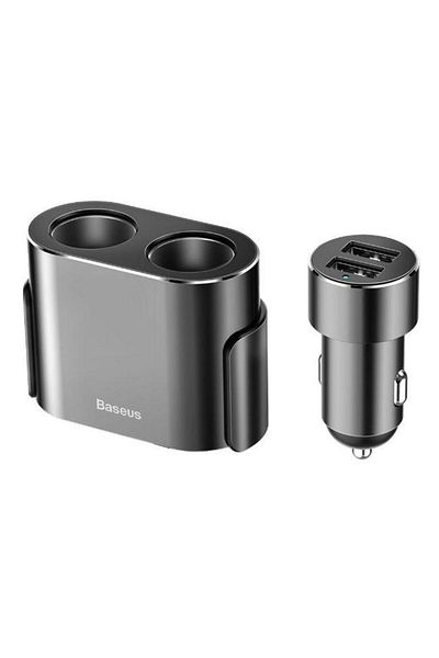 Baseus Baseus CRDYQ-01 Car Charger, Dual USB + Dual Splitter, 3.1 A (Black)