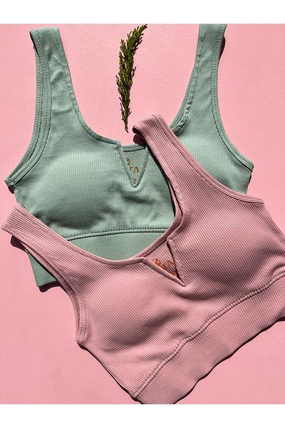 LEYNA BUTİK Cotton Combed Camisole Fabric Fixed Pad V Neck Half Singlet