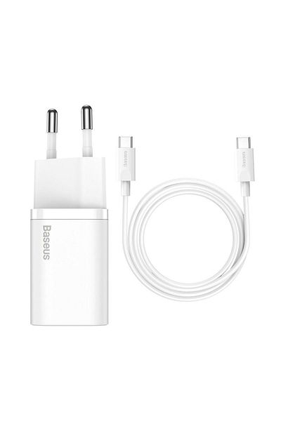 Baseus Incarcator Retea Baseus Super Si, 25W, USB Type-C cu cablu de 1 m (Alb)