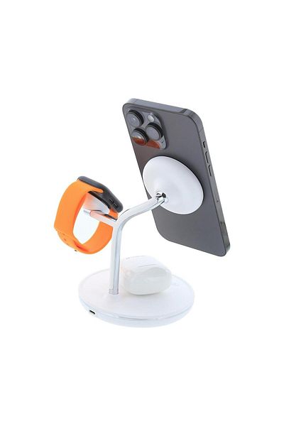 TELLUR Tellur office wireless charger, 3-in-1, certified MagSafe 15W, Watch 2.5W, TWS 5W (White)