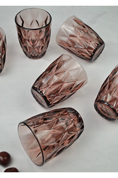 Qualitev Set of 6 Crystal Glass Soft Drink Glass Water Glass Short Cherry - 280 ml