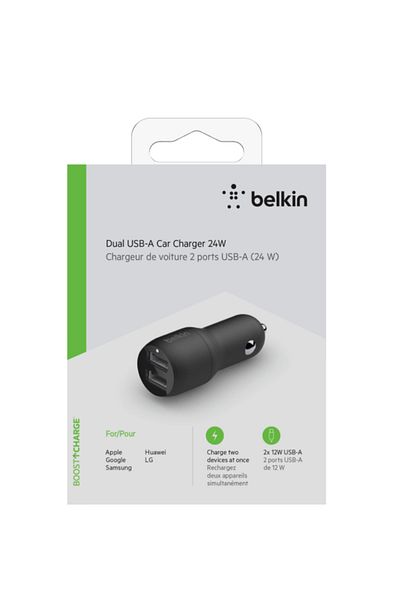 Belkin Incarcator auto Belkin 745883790425, 2 x USB-A, 2 x 12W (Negru)