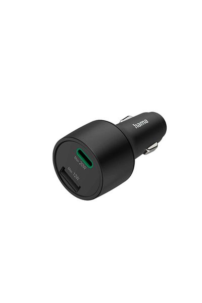 Hama Hama 201690 car charger, 1xUSB, 1x USB-C, 20/12W (Black)