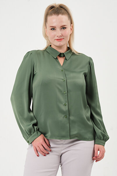 Shahiqa Büyük Beden Şık Saten Gömlek