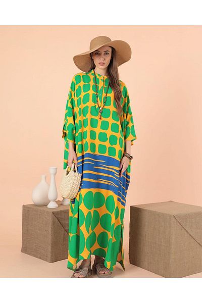 EL jadida Women's Plus Size Oversize Viscose Long Dress Green