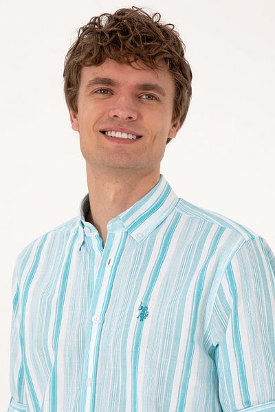 U.S. Polo Assn. Men's Aqua Long Sleeve Shirt 50306331-Vr007