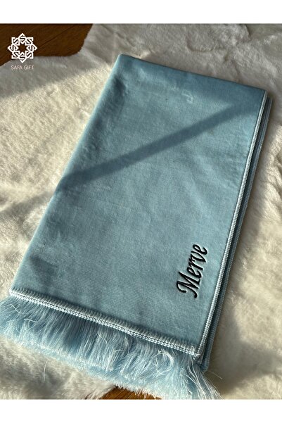 Safa Gift Lüx Kişiye Özel İsimli Kadife Seccade, Tesbih Hediyeli Nakışlı Secc...