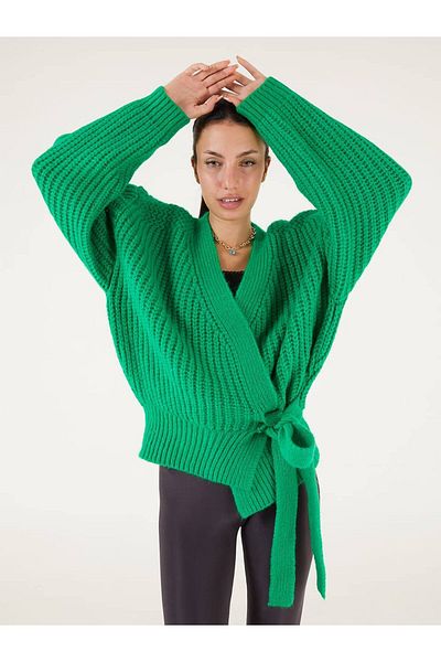 RACE FASHİON Women's Tie Detailed Knitwear Cardigan Rc8204