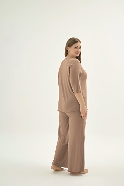 Sevim 16871 KADIN BIG SIZE NAKIŞLI PİJAMA TAKIM