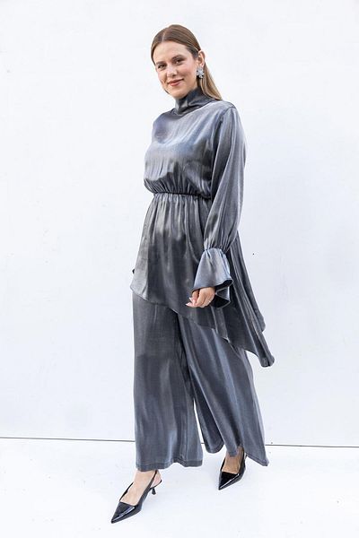 ALLDAY Black-Asymmetrical Detailed Trousers Suit
