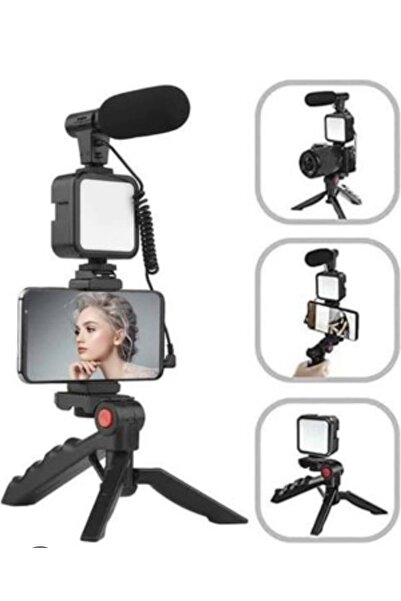 UPEKA Profesyonel Vlogging Kumandalı Mikrofonlu Led Işıklı Tripod Video Çekim...