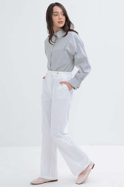 ALLDAY White-Pipe Leg Lycra Trousers