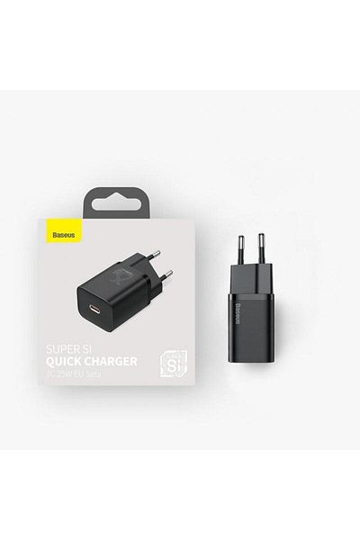 Baseus Baseus Super Si Power Adapter, 25W, 3A, USB-C (Black)