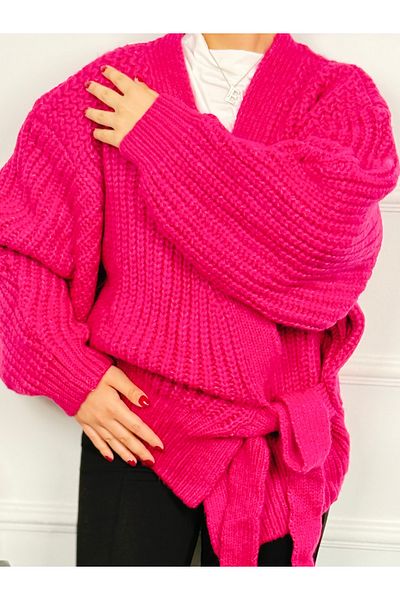 RACE FASHİON Women's Tie Detailed Knitwear Cardigan Rc8204
