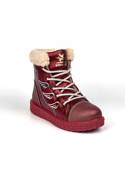 KAJILA Girl's Burgundy Fur Inside Thermo Sole Water Cold Resistant Daily Comfortable Boots