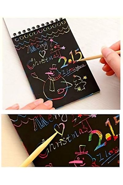 nihonwosekai 2Pcs Magic Rainbow Scraping Notebook A6 10X15Cm 10 Sheets Scratch Note with Spiral