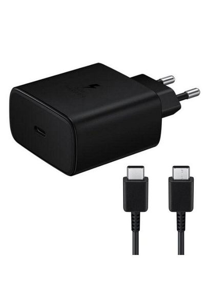 Samsung Incarcator retea Samsung EP-TA845XBEGWW Fast Charger, 1 x USB-C, 45W + cablu USB-C (Negru)