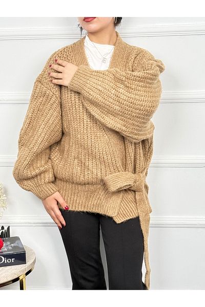 RACE FASHİON Women's Tie Detailed Knitwear Cardigan Rc8204