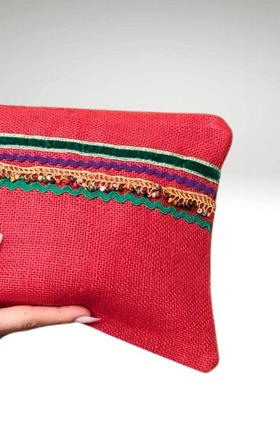 KRIMO Women's Jute Clutch Design Cloth Portfolio Bag