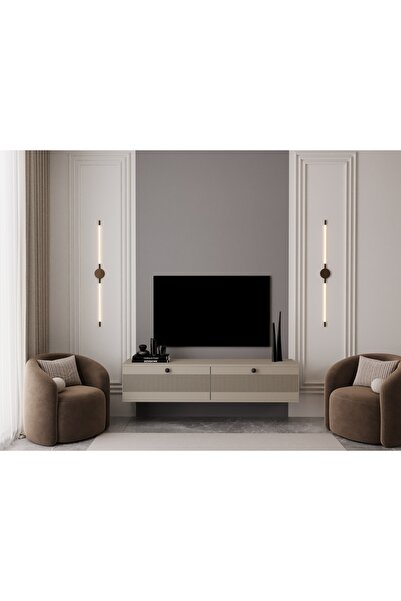 melura home MELURA TV ÜNİTESİ KUMTAŞI 160 CM 2 KAPAKLI %100 MDF DUVARA MONTE