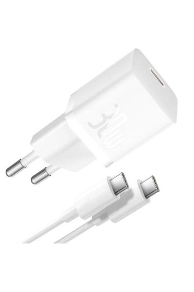 Baseus Baseus GaN5S USB-C Network Charger, 30 W, 3 A, USB-C, USB-C Cable (White)