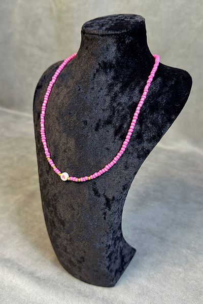 Uretti - Tuğba 9352 8102 Handmade Pink Sand Bead Girl Necklace