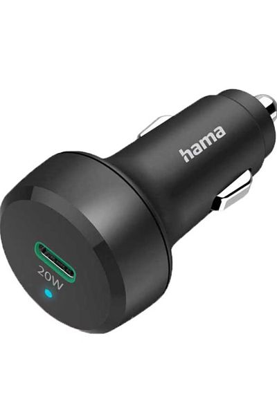 Hama HAMA 201637 Car Charger, 1x USB-C, Power Delivery (PD) 20W, Qualcomm (Black)
