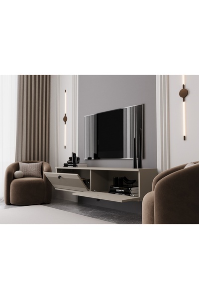 melura home MELURA TV ÜNİTESİ KUMTAŞI 160 CM 2 KAPAKLI %100 MDF DUVARA MONTE