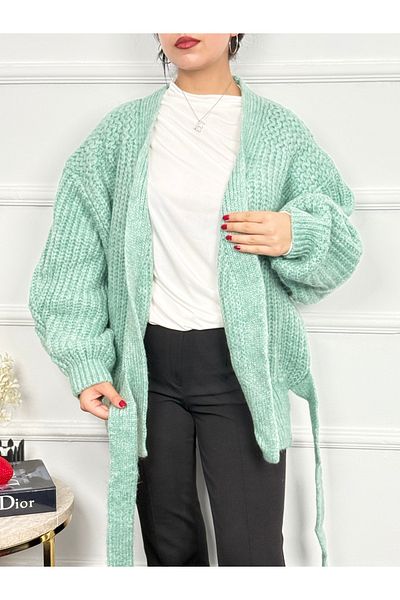 RACE FASHİON Women's Tie Detailed Knitwear Cardigan Rc8204