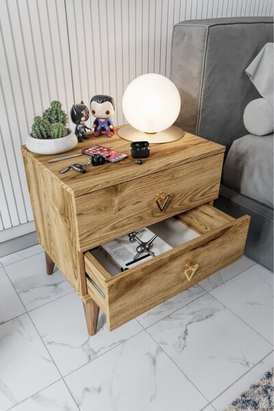 mapahomeliving Simple 2 Çekmeceli Komodin SMP5002 Ceviz