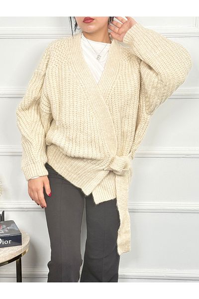 RACE FASHİON Women's Tie Detailed Knitwear Cardigan Rc8204
