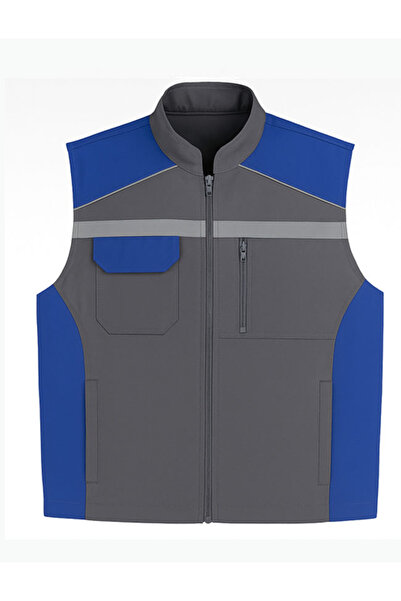 Çamdalı İş Elbiseleri Mualta Model 2 Summer Work Vest 16/12 Gabardine Fabric 100% Cotton Saks Blue Robe