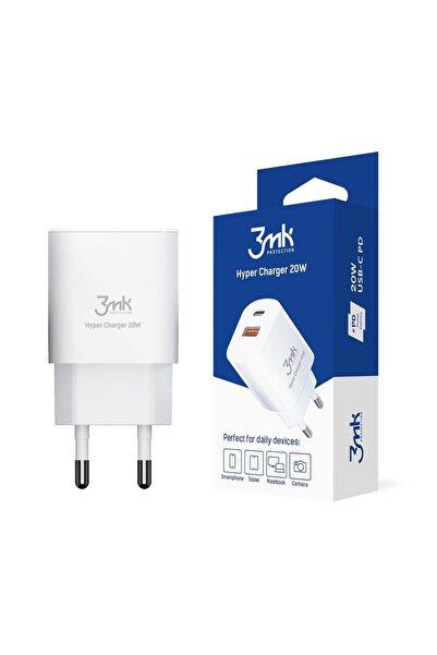 3MK Incarcator retea 3Mk HyperCharger, 20W, 1 x USB-A, 1 x USB Type-C (Alb)
