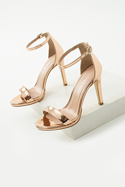 Siena Shoes Clover Kadın Tek Bant Klasik Topuklu Ayakkabı Bakır Rugan