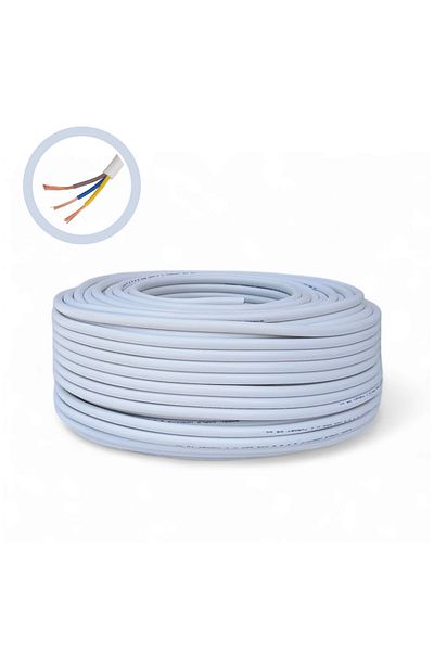 COBI SMART® Cablu electric Premium 3x1.5 mm², 100 m, alb, MYYM - CCA / H05VV-F, tensiune 300/500V - COBI SMART®