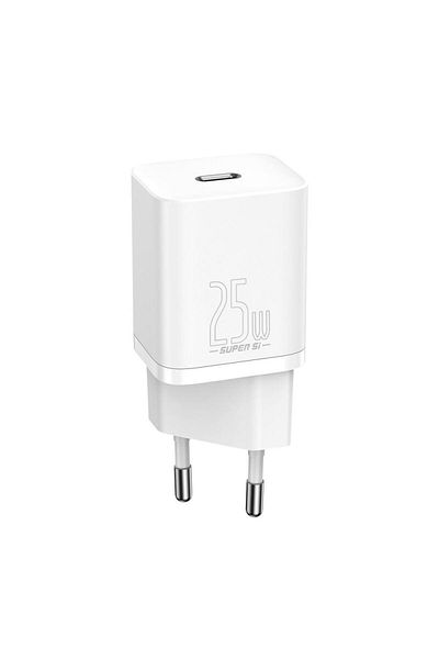 Baseus Incarcator Retea Baseus Super Si, 25W, USB Type-C cu cablu de 1 m (Alb)