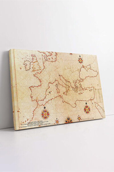 KOSS Dijital Pictură pe pânză cu hartă a Europei Piri Reis, pictură cu hartă ...