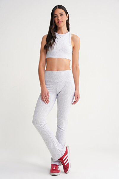 Mixray 2016 Women's High Waist Leggings with Spanish Leg Knitted Leggings Gray