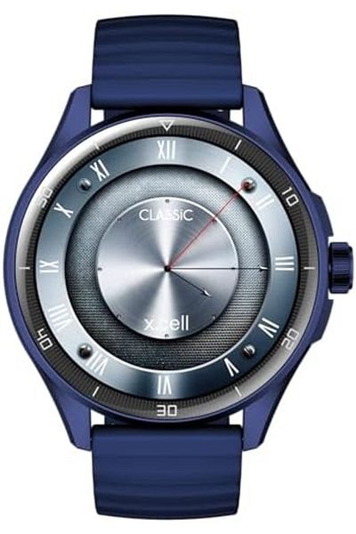 X.Cell Xcell Classic6 Smartwatch, 1.43" AMOLED, BT Calling, 2 Straps, HR/BP/SpO₂, IP68 – Blue Frame & Strap