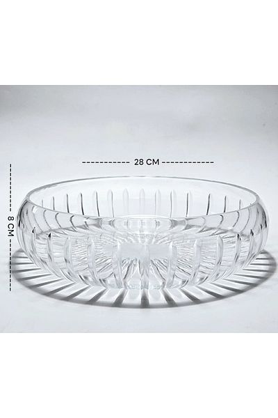 Akden Kristal Crystal Cutting Round Tableware Presentation Glass Bowl