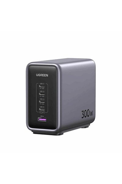 Ugreen Ugreen Nexode 300W charging station, GaN, 4x USB-C, 1x USB-A, with charging cable included, Gray