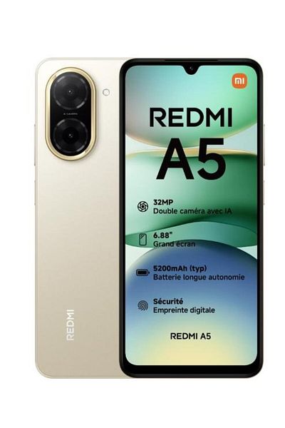 Xiaomi Redmi A5, ecran IPS de 6,88", 4 GB RAM, stocare de 128 GB, cameră de 32 MP, Android 15, auriu