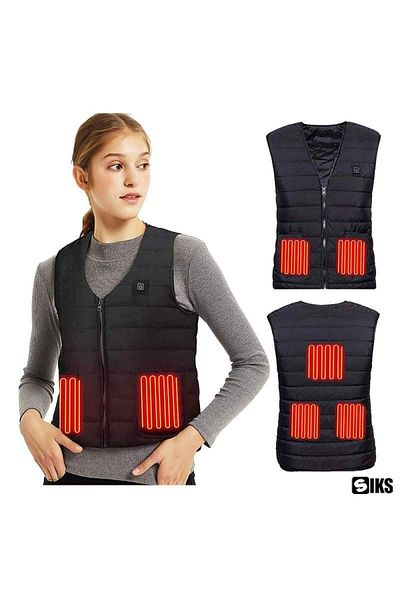 SIKS Heated Vest, USB, without Battery, Black, Size XL