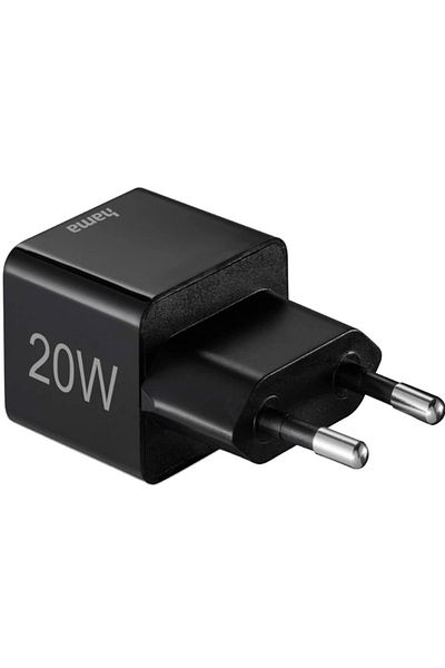Hama HAMA 201649 mains charger, 1xUSB-C, 20W (Black)